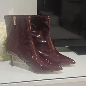 Jessica Simpson Glossy Maroon Heeled Boots